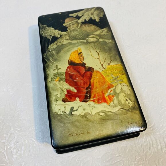 3 Fedoskino Hand Painted Lacquer Boxes USSR - Picture 2 of 16